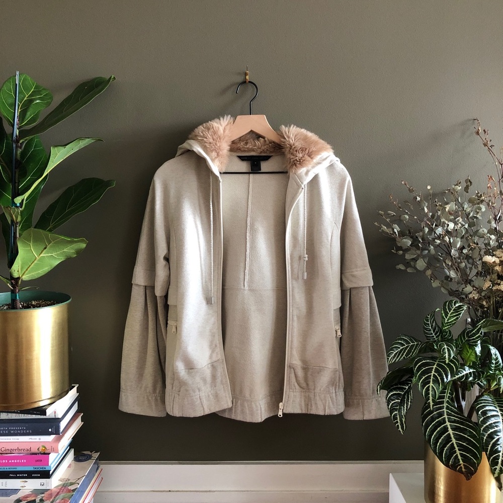 Marc by Marc Jacobs Fur Lined Zip Up Hoodie